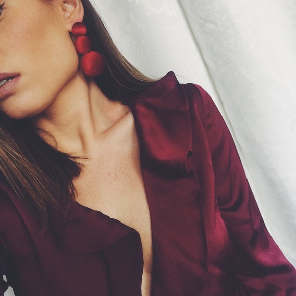 Jewelry - 🆕Tessa Burgundy Red Velvet Statement Earrings